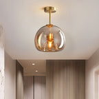 Copper Elegance: Modern Glass Ceiling Light with Copper Finish – Stylish & Decorative for Hallway & Living Room