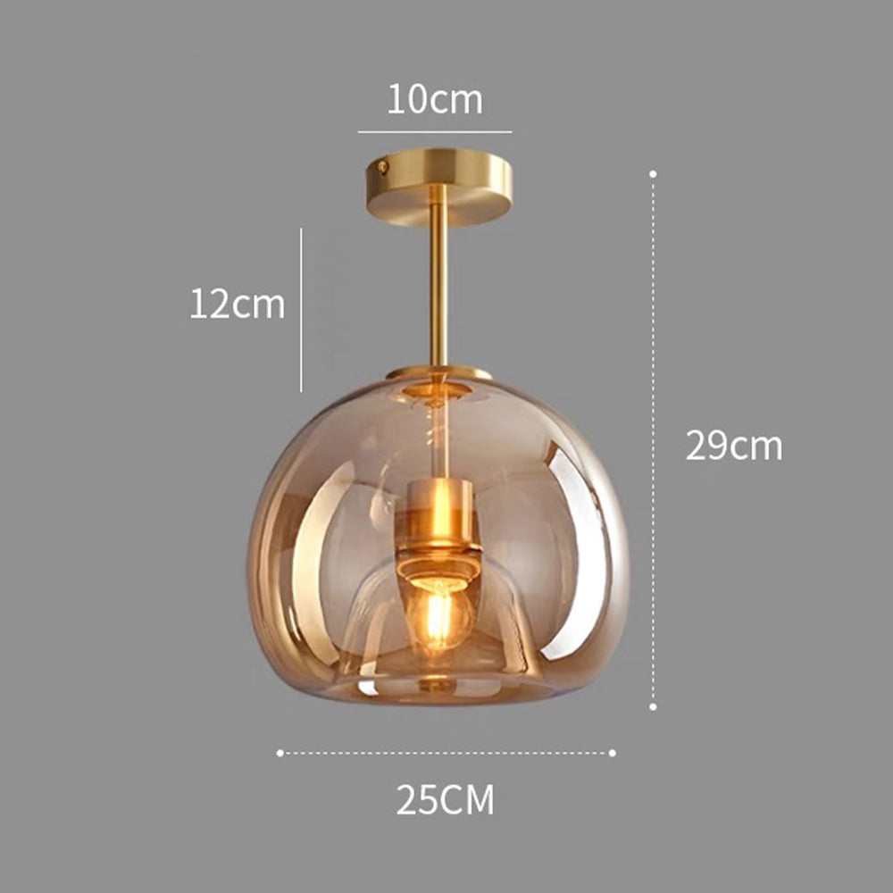 Copper Elegance: Modern Glass Ceiling Light with Copper Finish – Stylish & Decorative for Hallway & Living Room