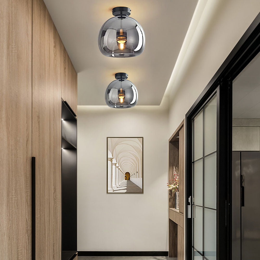 Copper Elegance: Modern Glass Ceiling Light with Copper Finish – Stylish & Decorative for Hallway & Living Room