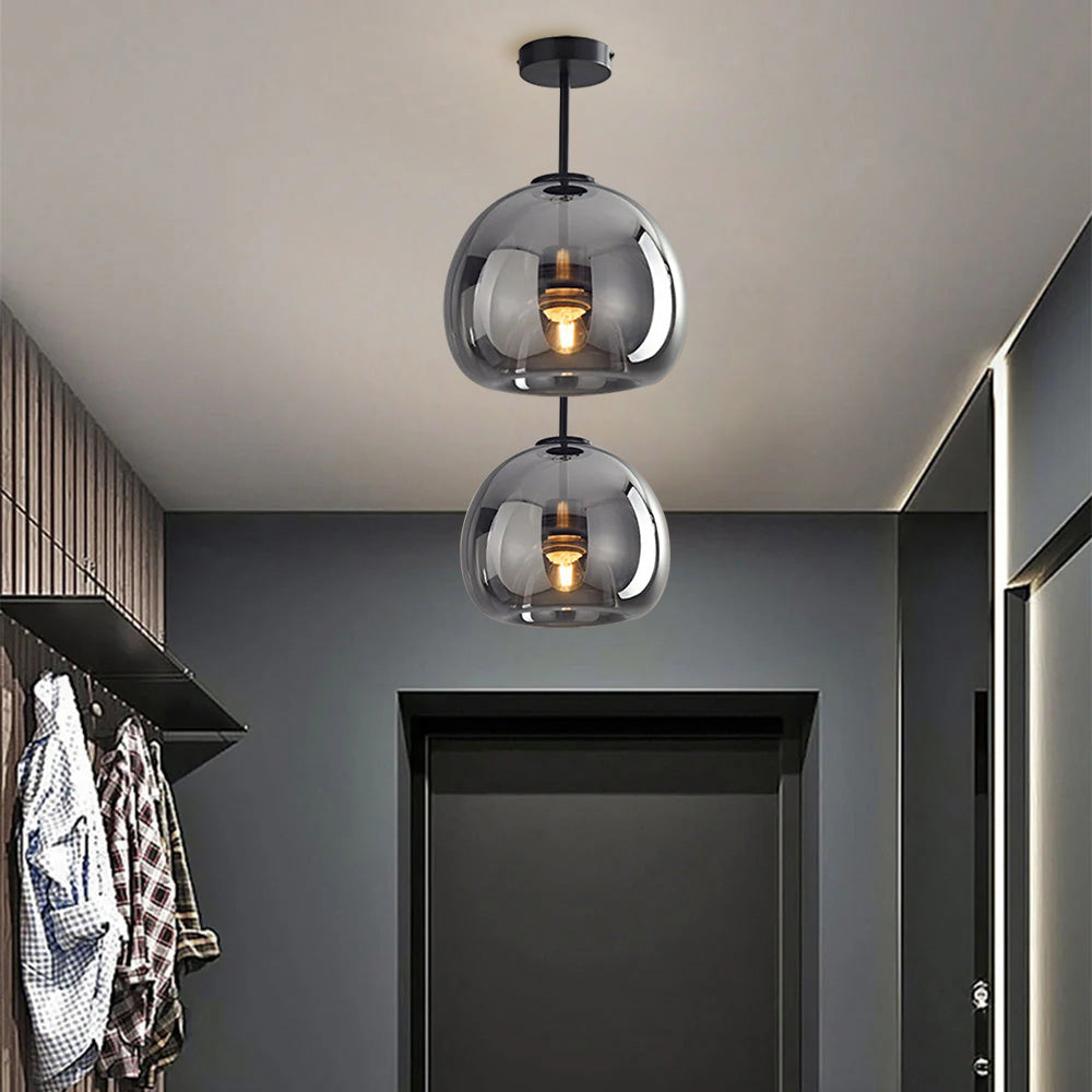 Copper Elegance: Modern Glass Ceiling Light with Copper Finish – Stylish & Decorative for Hallway & Living Room