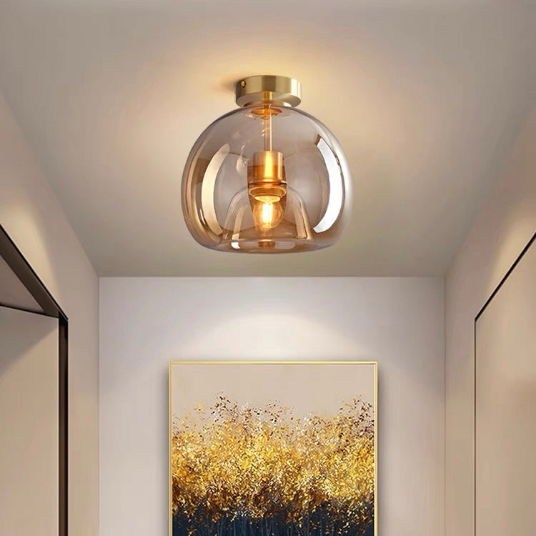 Copper Elegance: Modern Glass Ceiling Light with Copper Finish – Stylish & Decorative for Hallway & Living Room