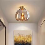 Copper Elegance: Modern Glass Ceiling Light with Copper Finish – Stylish & Decorative for Hallway & Living Room