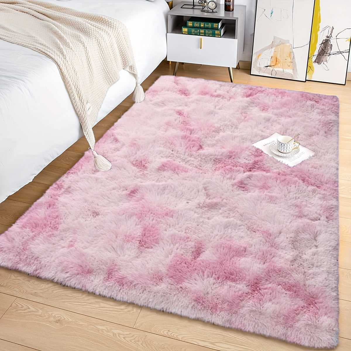 KuschelFarb: Soft High-Pile Carpet in a Modern Gradient Design Made of Polyester – Ideal for Living Spaces & Bedside