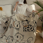 CuddleMeow: Cotton blankets made of cotton with a soft feel & playful cat design – for bed & living room