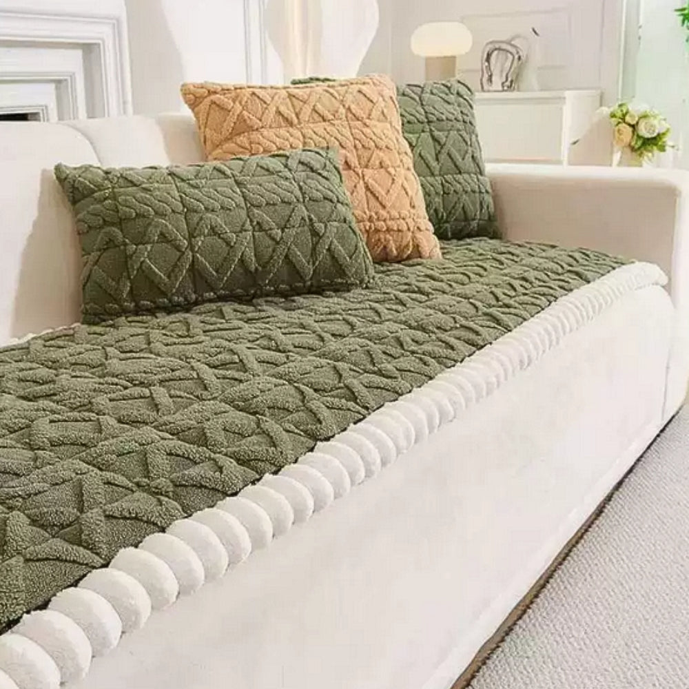 KuschelSherpa: Sofa Cover with Diamond Quilting & Non-Slip Back – for Living Room & Couch