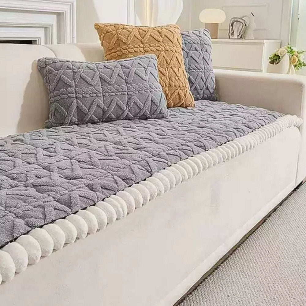 KuschelSherpa: Sofa Cover with Diamond Quilting & Non-Slip Back – for Living Room & Couch
