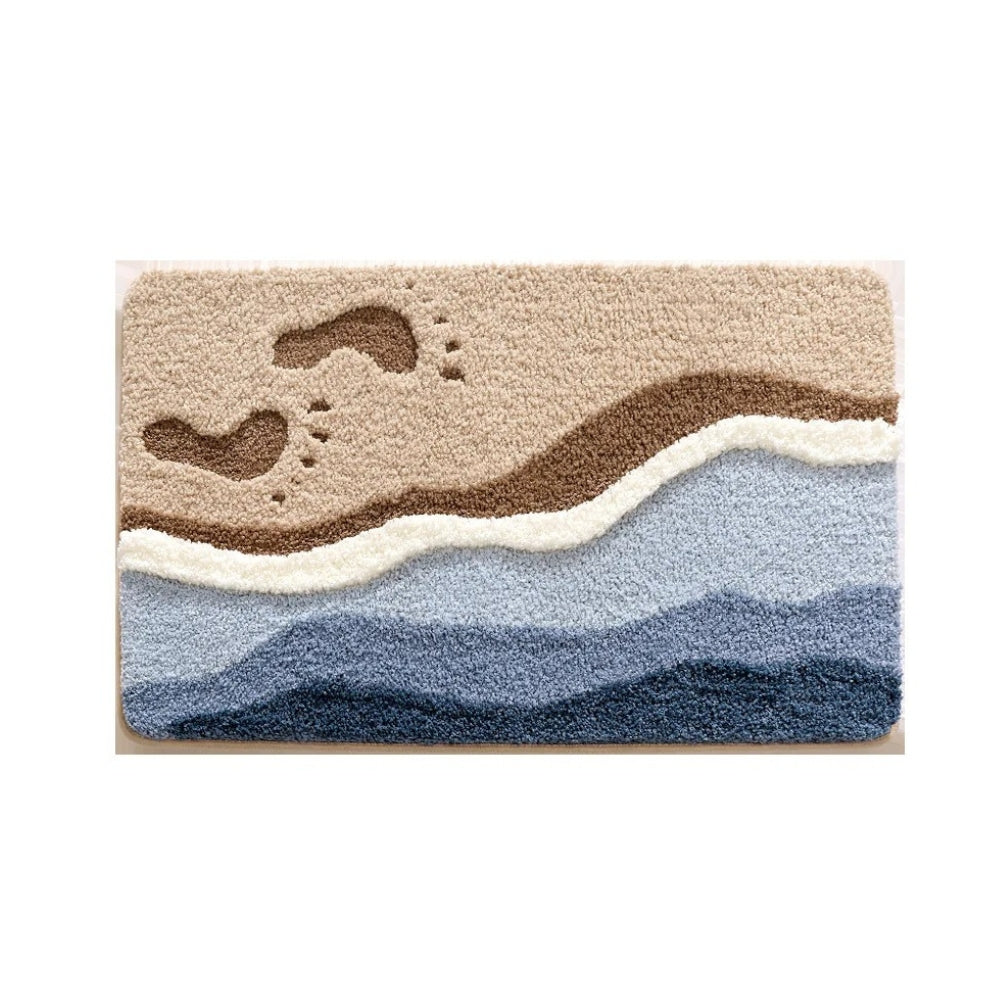 Coastal Dream: Non-Slip Bath Mat in Beach Design – Soft, Absorbent & Washable