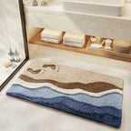 Coastal Dream: Non-Slip Bath Mat in Beach Design – Soft, Absorbent & Washable