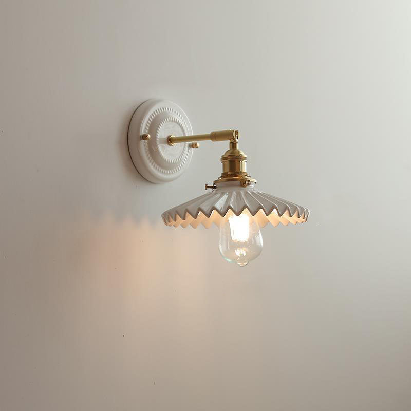 KyoLicht: Vintage Wall Light Ceramic & Brass in Japanese Design – for Bedroom & Living Room