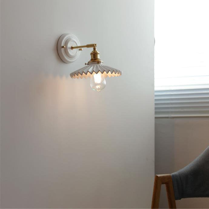 KyoLicht: Vintage Wall Light Ceramic & Brass in Japanese Design – for Bedroom & Living Room