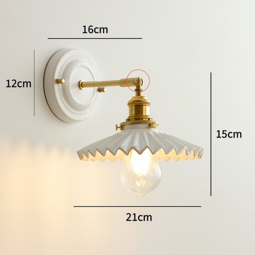 KyoLicht: Vintage Wall Light Ceramic & Brass in Japanese Design – for Bedroom & Living Room