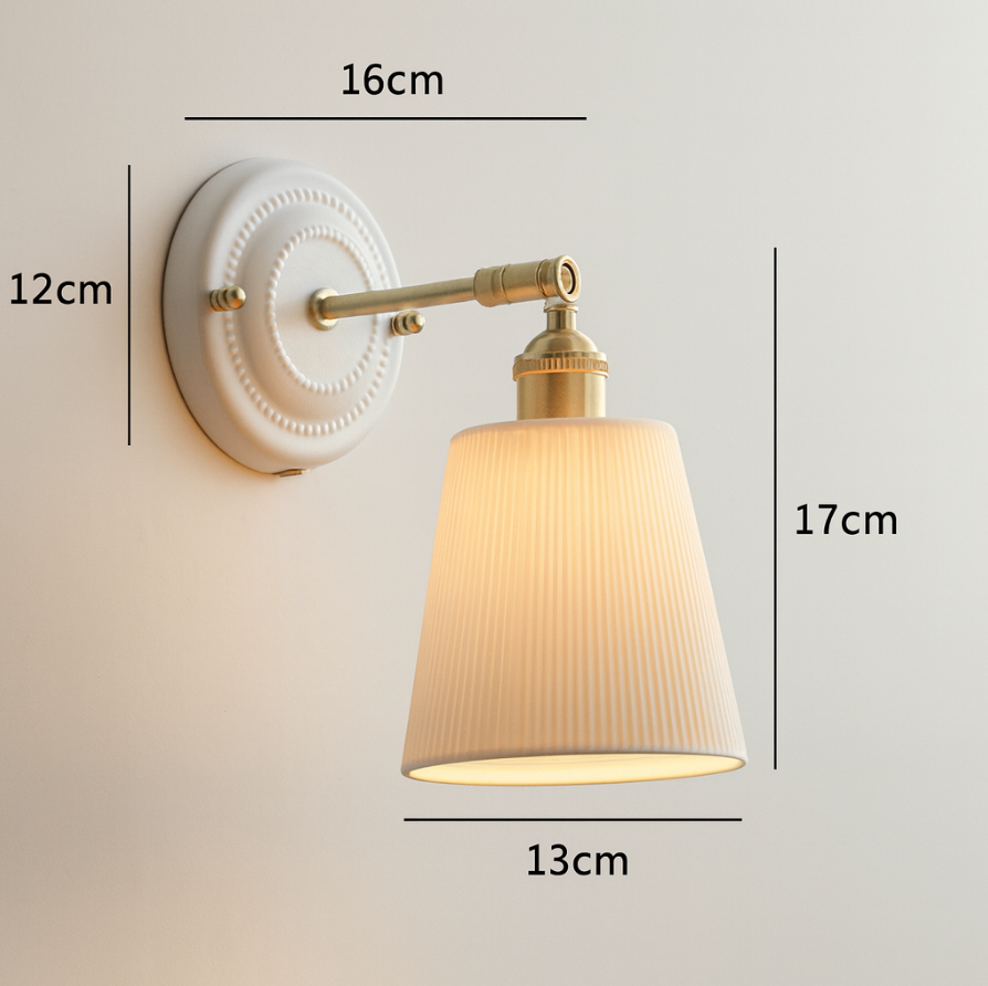 KyoLicht: Vintage Wall Light Ceramic & Brass in Japanese Design – for Bedroom & Living Room