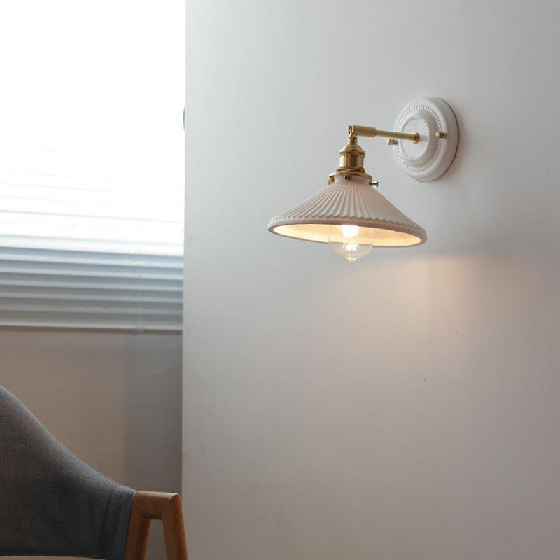 KyoLicht: Vintage Wall Light Ceramic & Brass in Japanese Design – for Bedroom & Living Room
