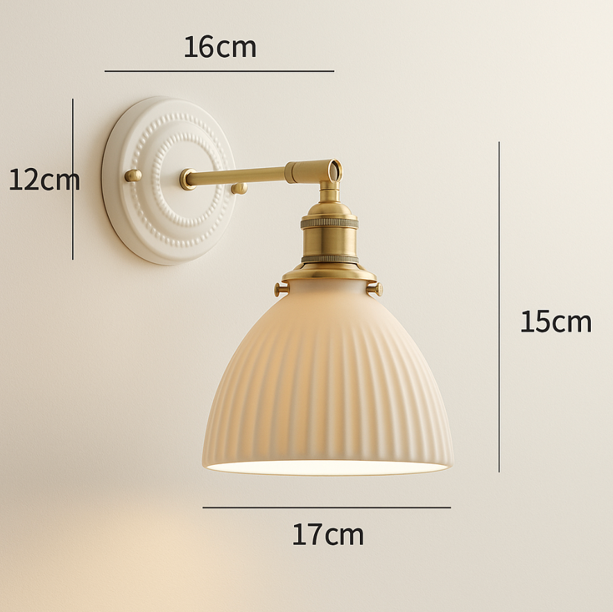 KyoLicht: Vintage Wall Light Ceramic & Brass in Japanese Design – for Bedroom & Living Room