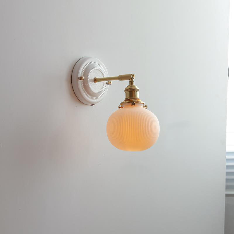 KyoLicht: Vintage Wall Light Ceramic & Brass in Japanese Design – for Bedroom & Living Room