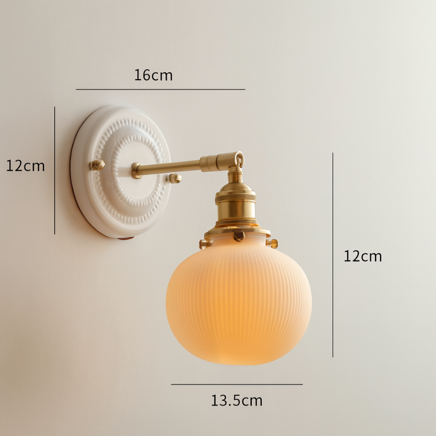 KyoLicht: Vintage Wall Light Ceramic & Brass in Japanese Design – for Bedroom & Living Room