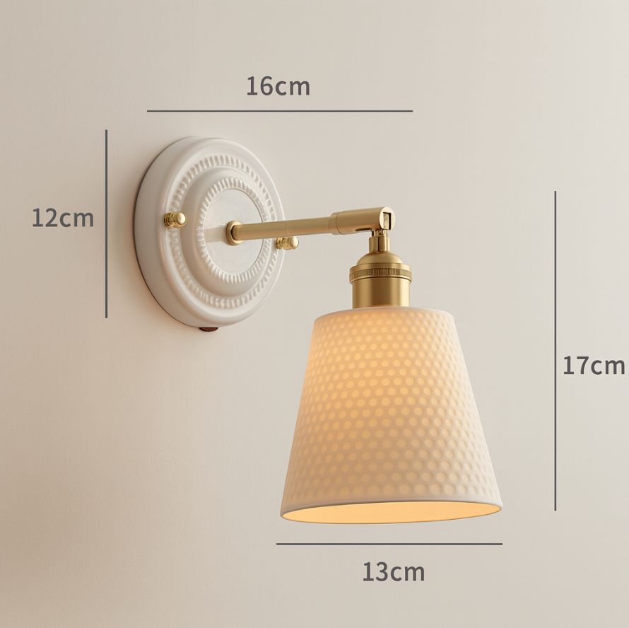 KyoLicht: Vintage Wall Light Ceramic & Brass in Japanese Design – for Bedroom & Living Room