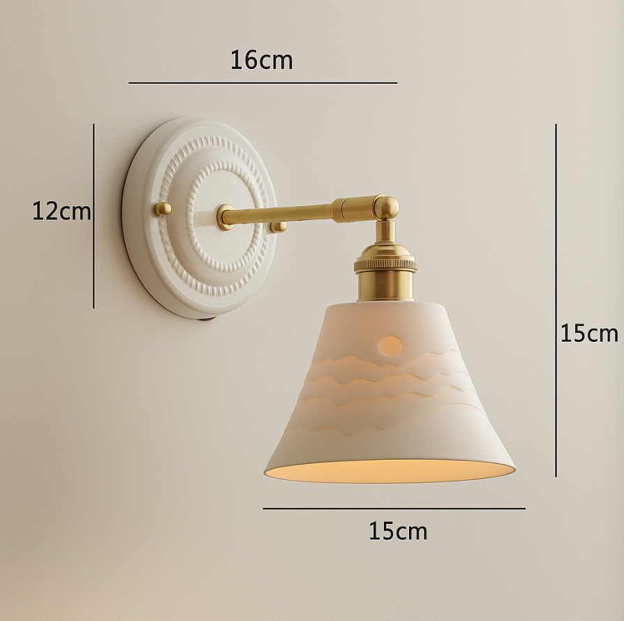 KyoLicht: Vintage Wall Light Ceramic & Brass in Japanese Design – for Bedroom & Living Room