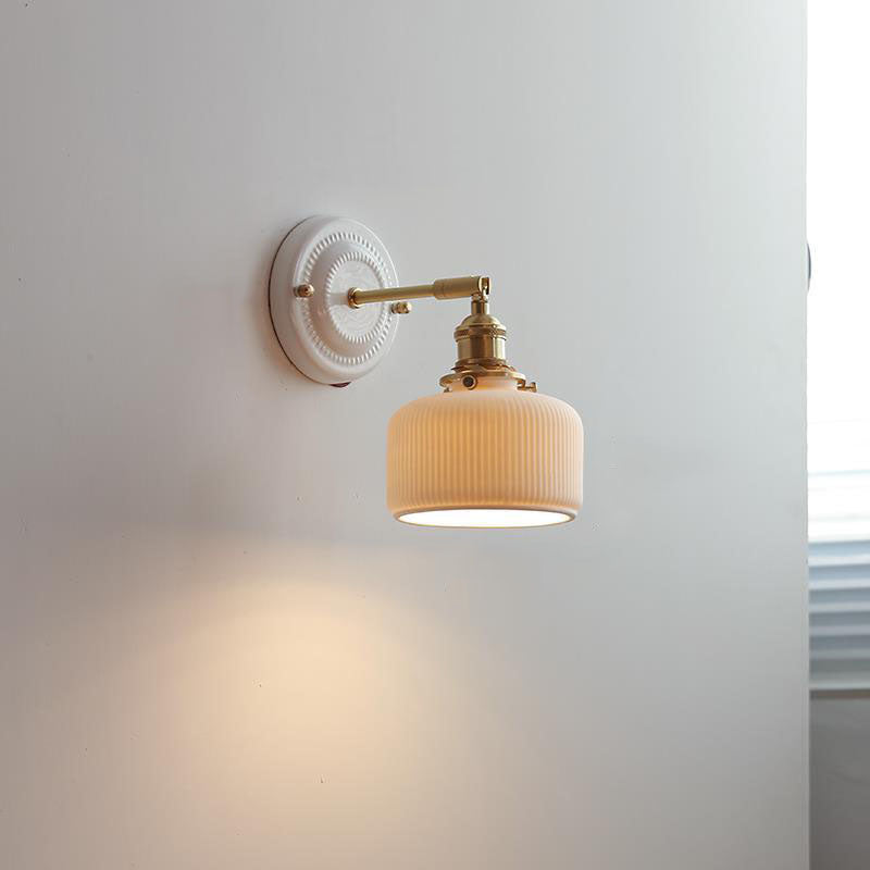 KyoLicht: Vintage Wall Light Ceramic & Brass in Japanese Design – for Bedroom & Living Room