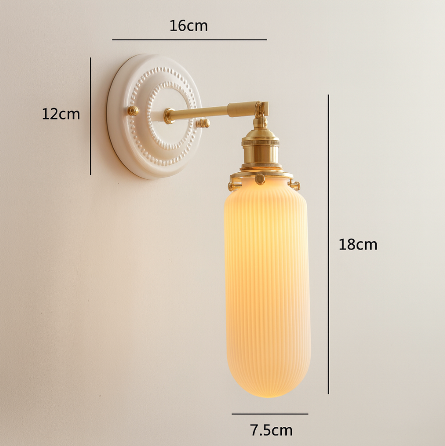 KyoLicht: Vintage Wall Light Ceramic & Brass in Japanese Design – for Bedroom & Living Room