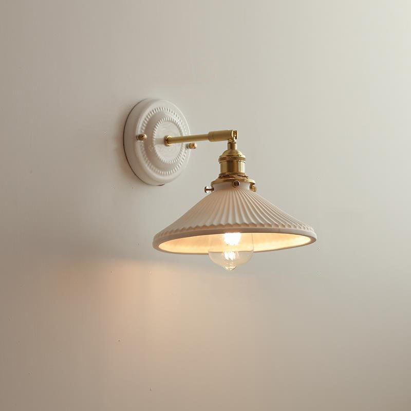 KyoLicht: Vintage Wall Light Ceramic & Brass in Japanese Design – for Bedroom & Living Room