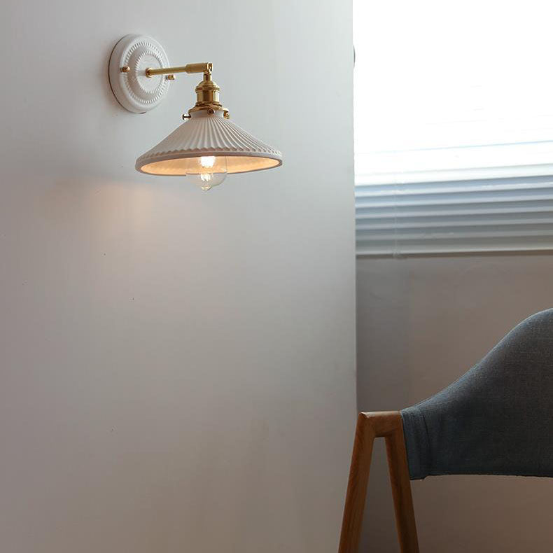 KyoLicht: Vintage Wall Light Ceramic & Brass in Japanese Design – for Bedroom & Living Room