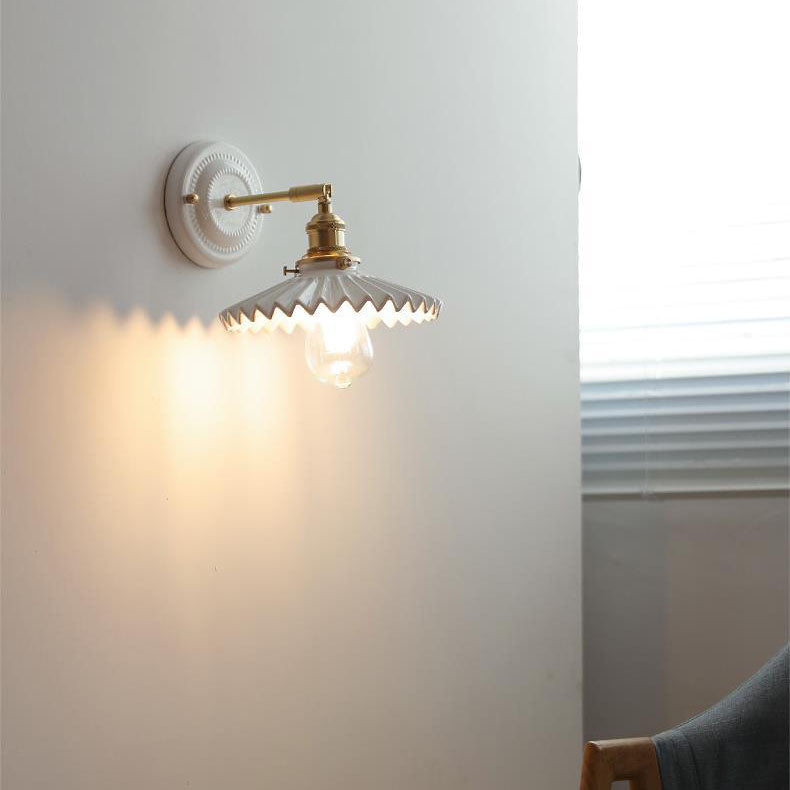 KyoLicht: Vintage Wall Light Ceramic & Brass in Japanese Design – for Bedroom & Living Room