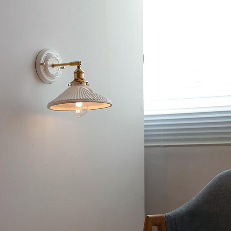 KyoLicht: Vintage Wall Light Ceramic & Brass in Japanese Design – for Bedroom & Living Room