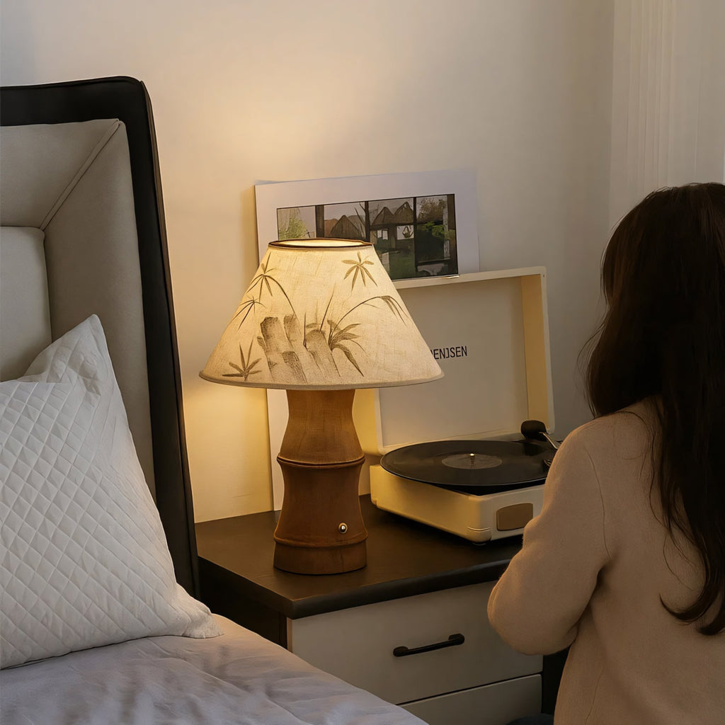Bamboo-Inspired Rechargeable Table Lamp