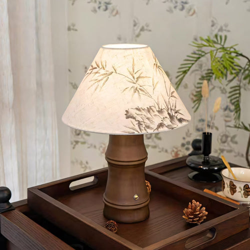 Bamboo-Inspired Rechargeable Table Lamp