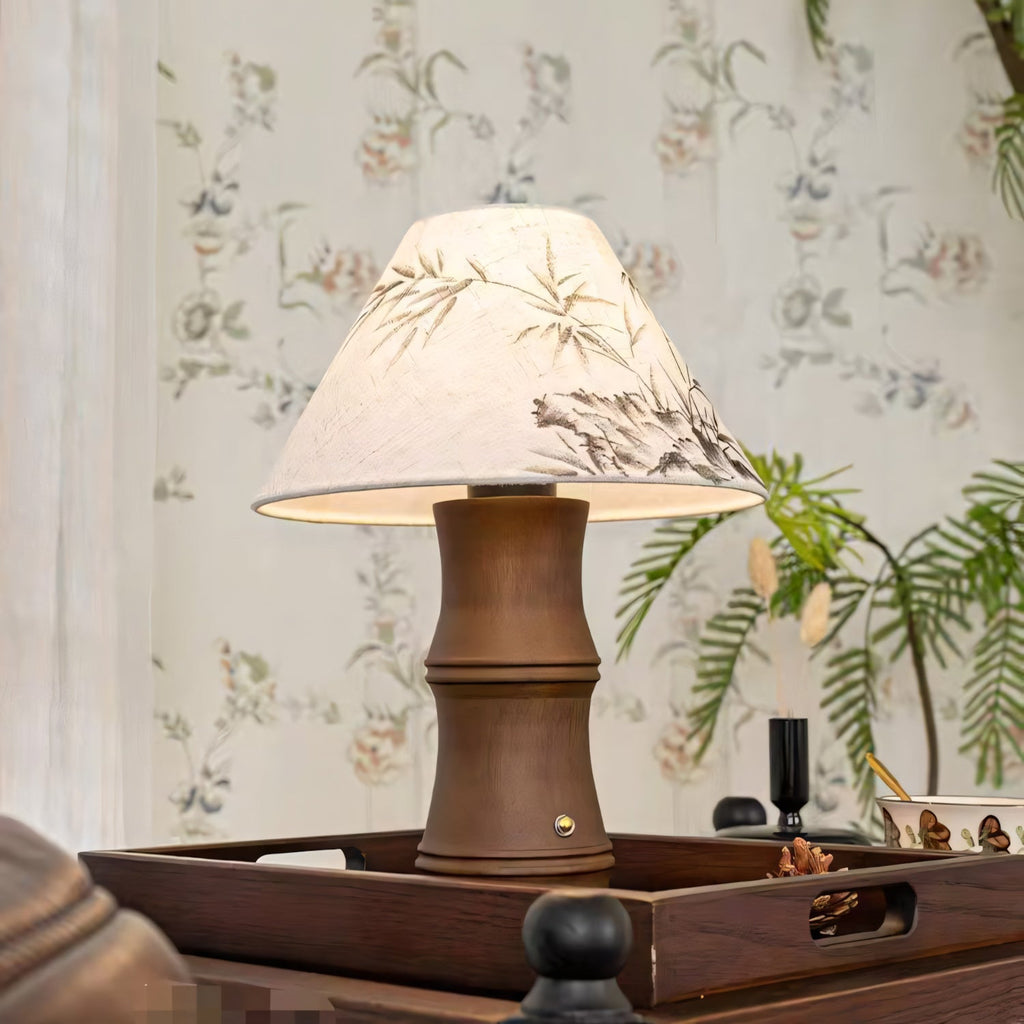 Bamboo-Inspired Rechargeable Table Lamp