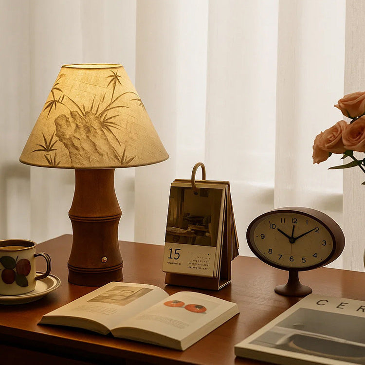 Bamboo-Inspired Rechargeable Table Lamp