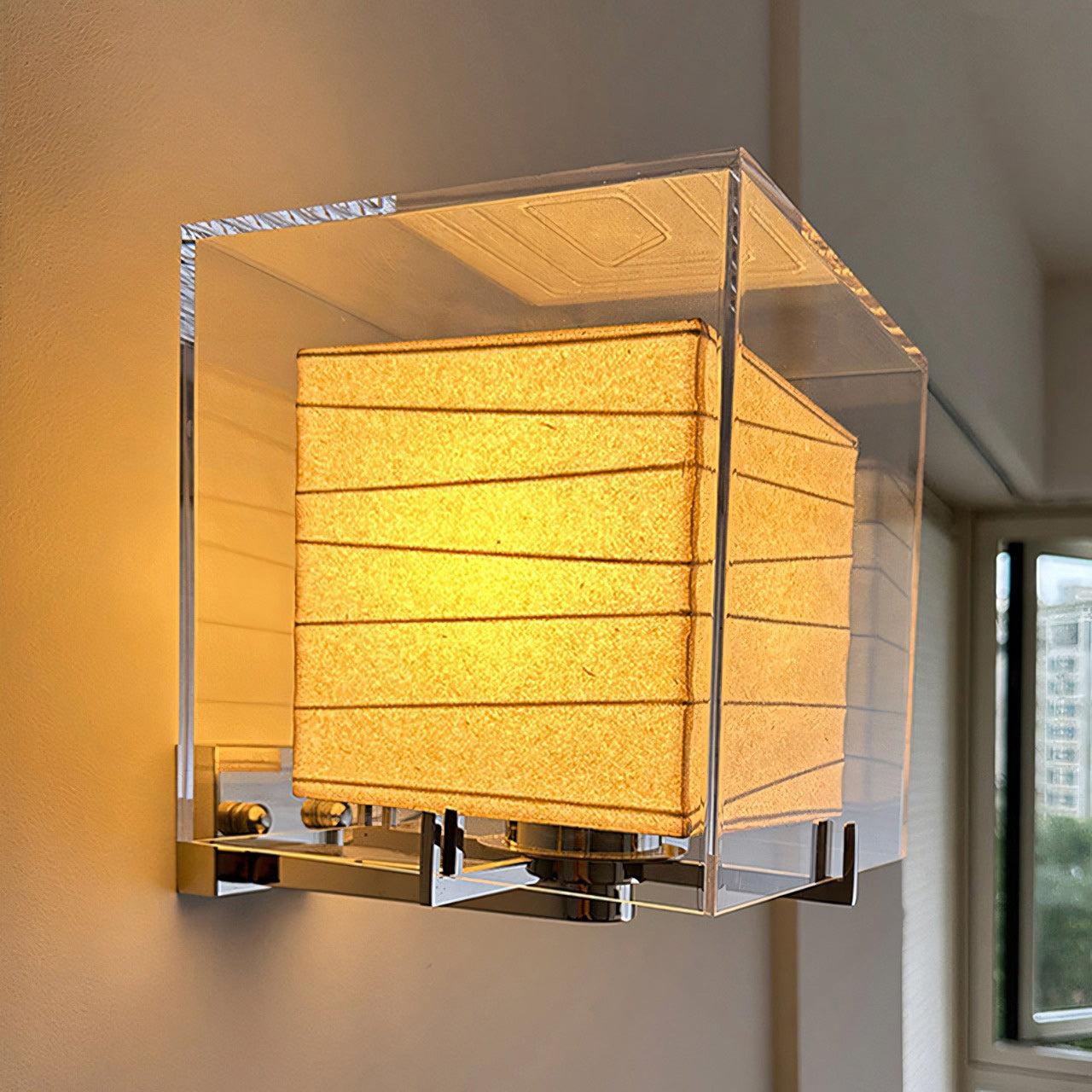 Acrylic Cube Paper Lantern Wall Sconce