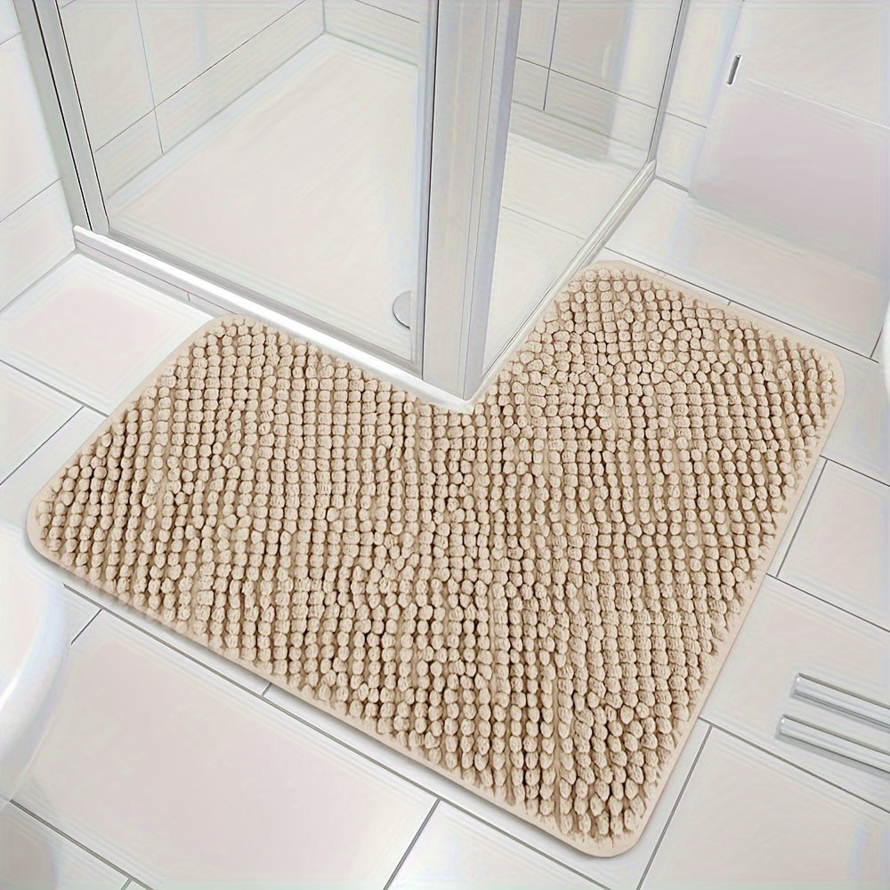 L-Shaped Non-Slip Bath Mat for Shower Corners – Soft Polyester Bathroom Rug for Safety and Comfort