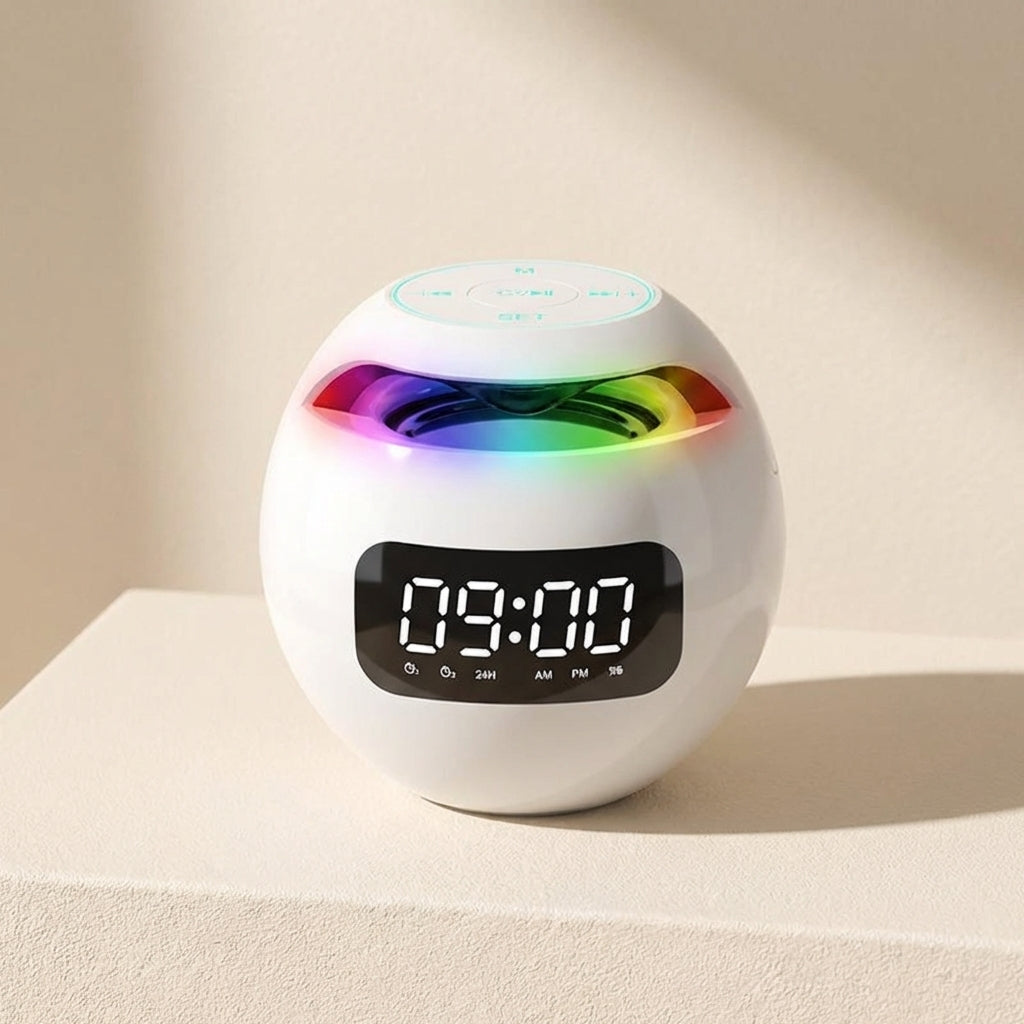 LED Alarm Clock with Bluetooth Speaker, 5W Output, 2200mAh Battery
