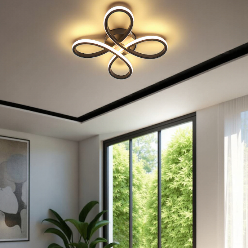 LED Ceiling Light Dimmable Iron Clover Design, Adjustable Dimming