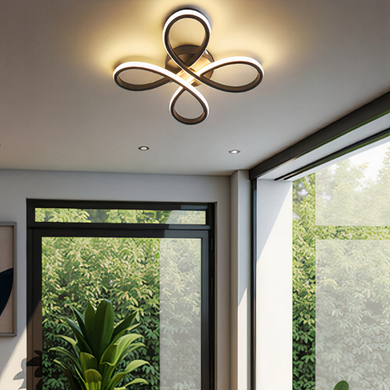 LED Ceiling Light Dimmable Iron Clover Design, Adjustable Dimming