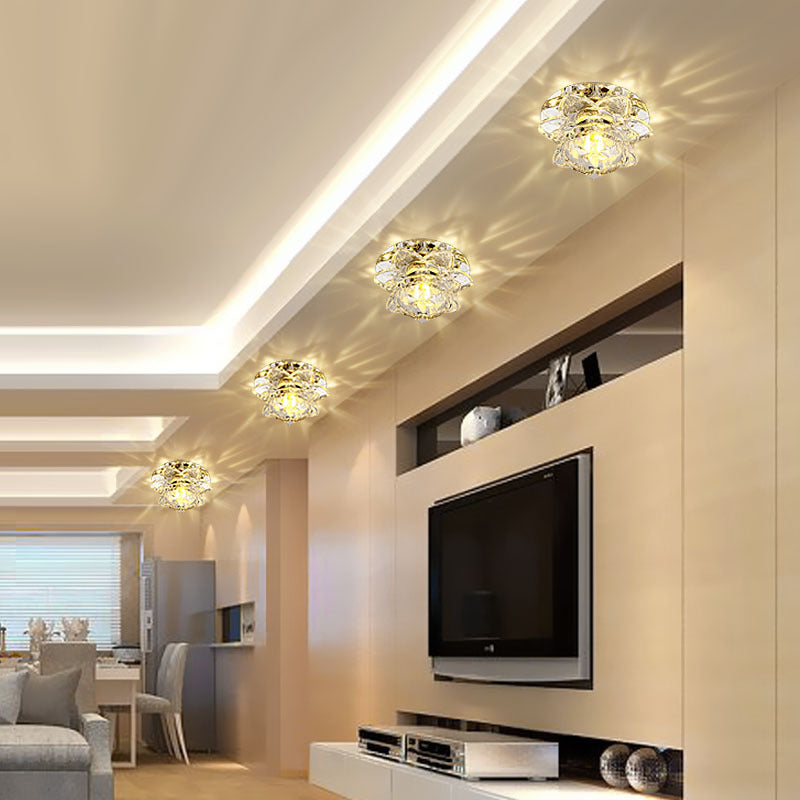 LED Crystal Flush Mount Ceiling Light, 220V Voltage, Crystal Iron Material