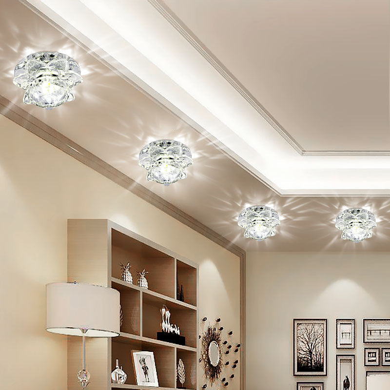 LED Crystal Flush Mount Ceiling Light, 220V Voltage, Crystal Iron Material