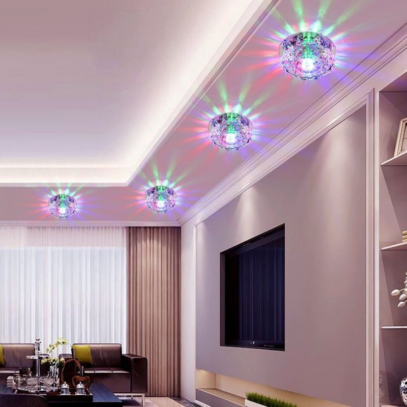 LED Crystal Flush Mount Ceiling Light, 220V Voltage, Crystal Iron Material