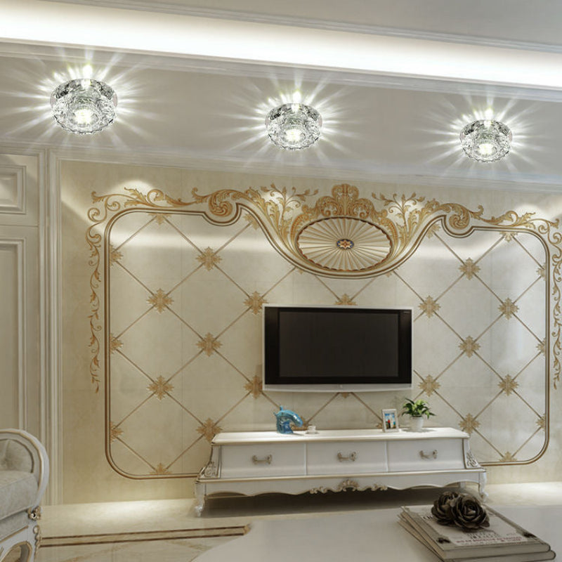 LED Crystal Flush Mount Ceiling Light, 220V Voltage, Crystal Iron Material