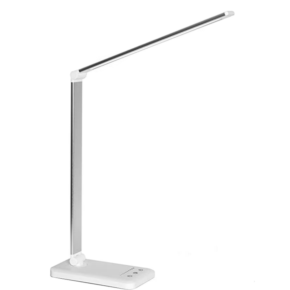 LED Desk Lamp with USB Charging Port, 5 Light Modes, Adjustable Brightness, Modern Eye-Friendly Design