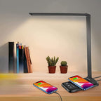 LED Desk Lamp with USB Charging Port, 5 Light Modes, Adjustable Brightness, Modern Eye-Friendly Design