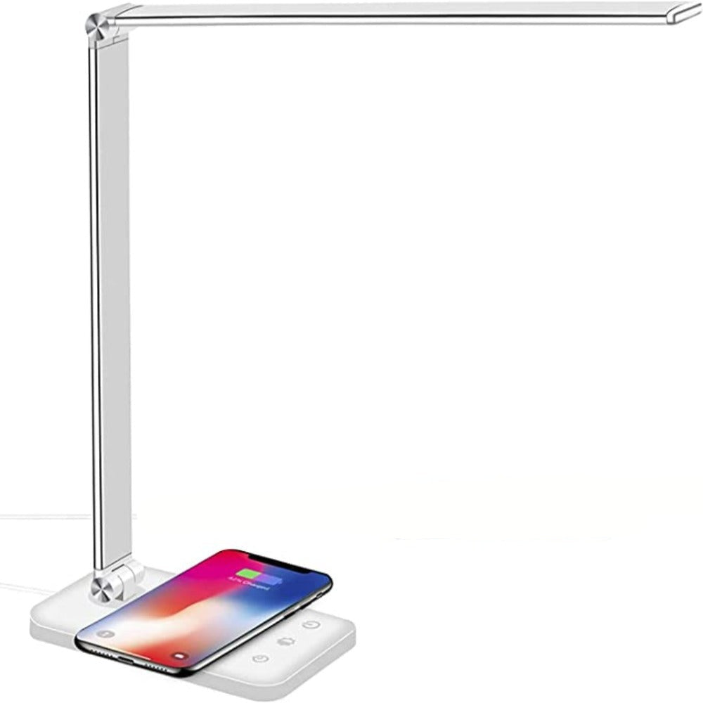 LED Desk Lamp with USB Charging Port, 5 Light Modes, Adjustable Brightness, Modern Eye-Friendly Design