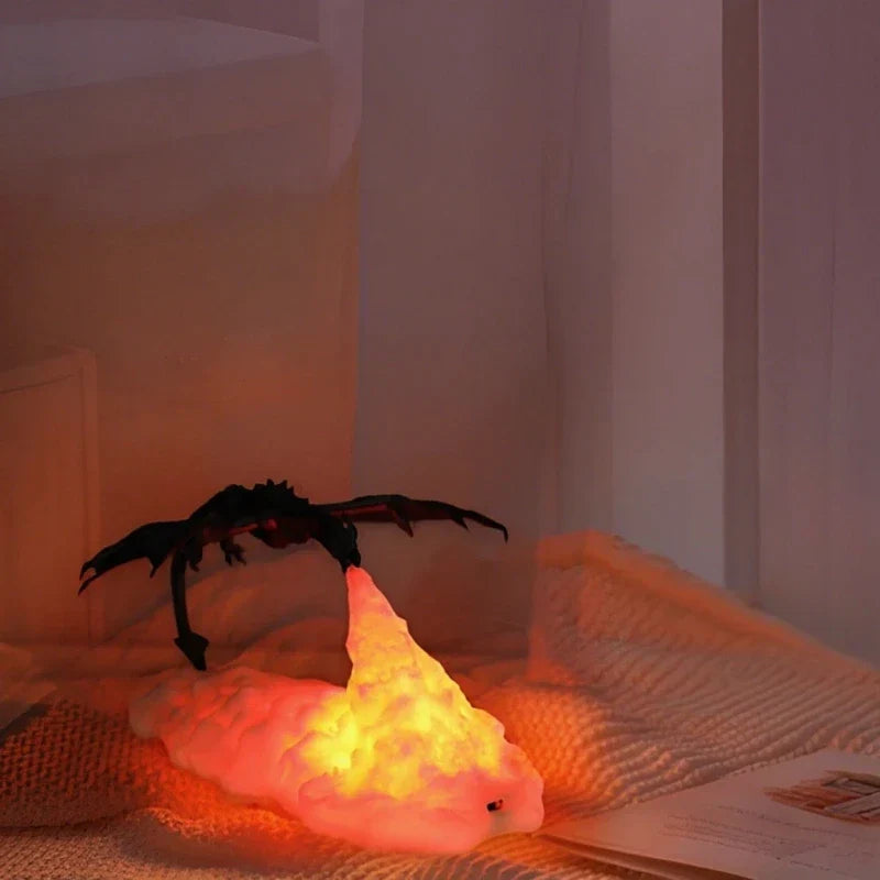 LED Dragon Night Light Rechargeable 3D Printed Flame Effect Lamp