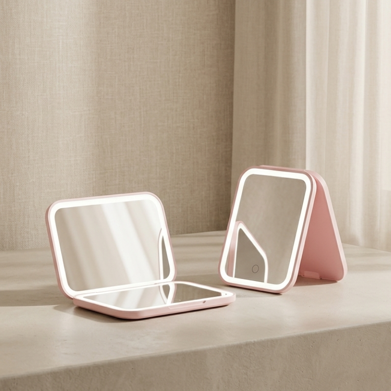 LED Makeup Mirror Dual Sided Magnification USB C Rechargeable