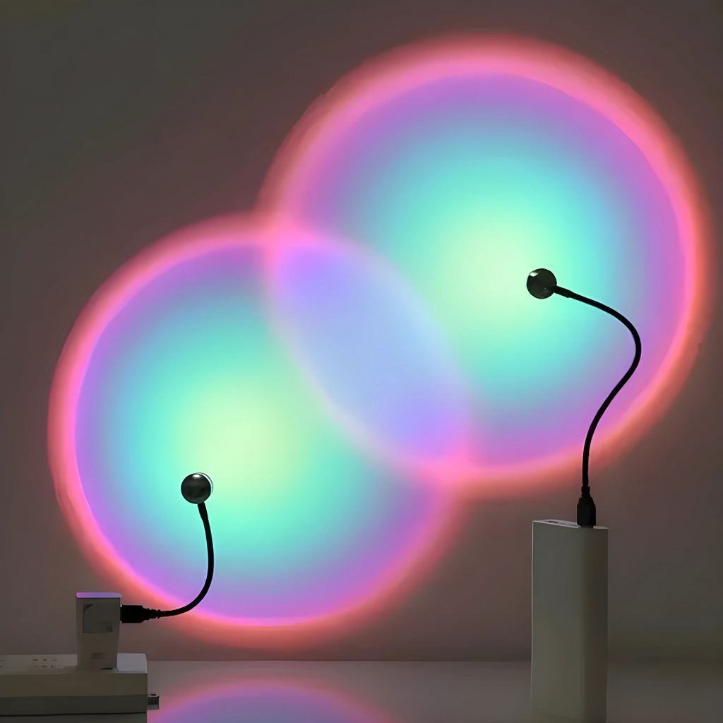 LED Light Projector, 12 cm Height, 7 Color Modes, USB Powered