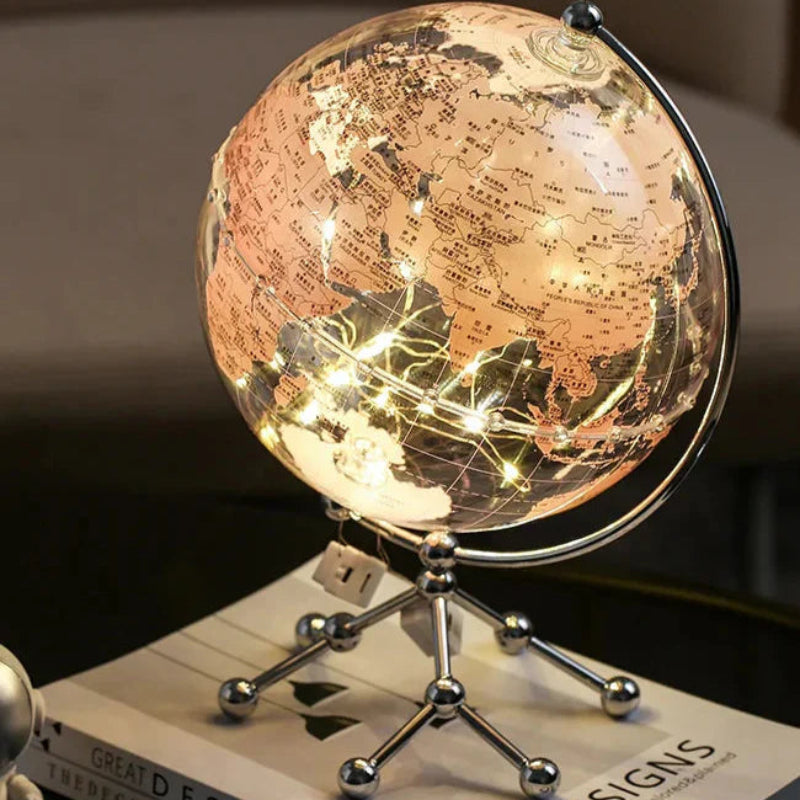 LED Rotating World Globe Lamp with Rotating Display and Warm LED Light