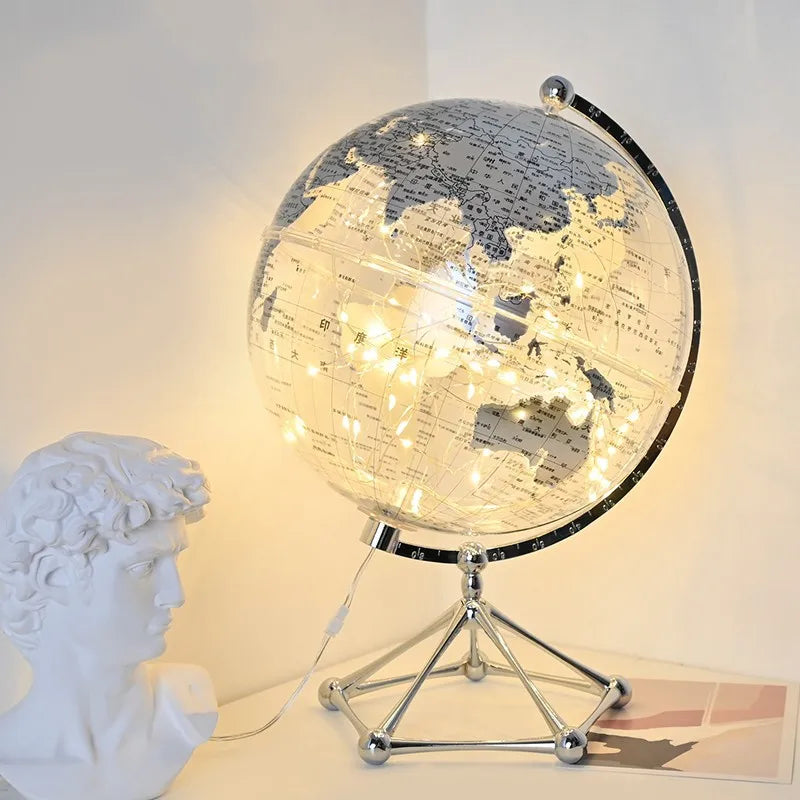 LED Rotating World Globe Lamp with Rotating Display and Warm LED Light