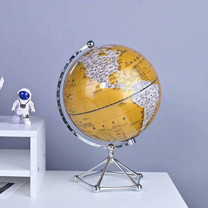 LED Rotating World Globe Lamp with Rotating Display and Warm LED Light